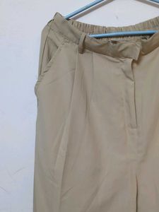 Beige Wide-Leg Trousers