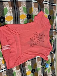 Coral Button-Down Top