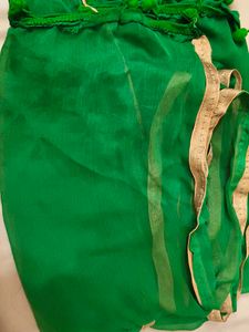 Green Dupatta with Pom Poms