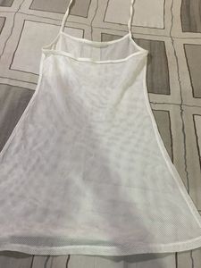 White Mesh Mini Dress