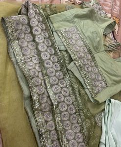 Party wear pista color Saree