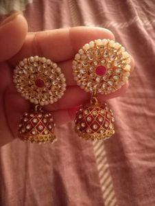 Red & Gold Jhumka Earrings