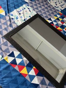 mounting mirror with wooden frame