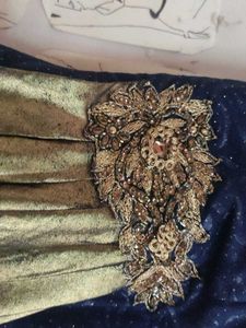 Elegant Navy &amp; Gold Ethnic Gown