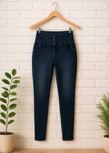 High-Waisted Dark Black Jeans
