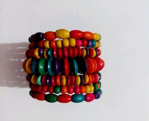 Multicolor Wooden Beads Bracelet