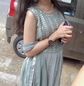 Olive Green Embellished Dress