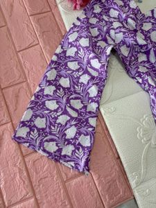 lavender Bloom Cotton Short Kurti