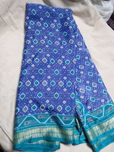 Elegant Blue Printed Saree.without blouse