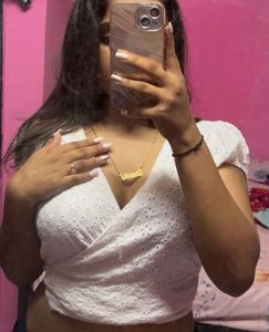 White Eyelet Wrap Top