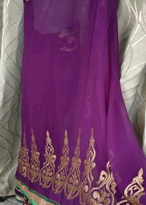 Purple Embroidered Saree