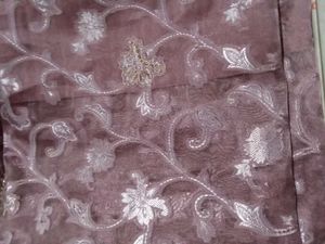 Elegant Mauve Embroidered Fabric Saree