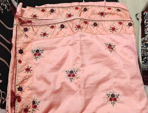 Peach Floral Embroidered Saree
