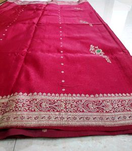 Flaunt Red Maroon golden Banarasi Saree