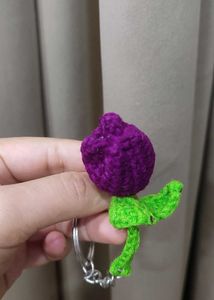 Crochet Tulip Keychain.