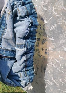 Denim Skirt with Floral Design