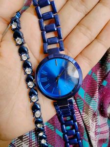 Watch And Bracelet Combo- Blue