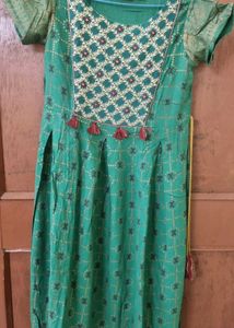 Green Embroidered Kurti Dress