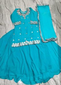 Teal Embroidered Kurta Set