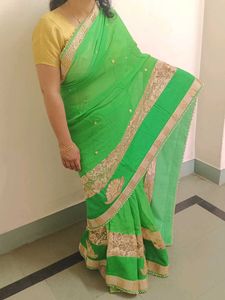 Heavy Work Pure Georgette Saree