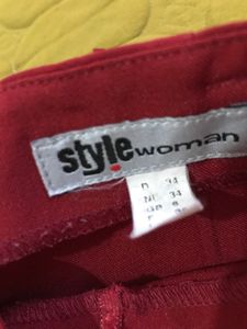 Deep Red Flared Trouser Waist 28