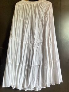 White Cotton Tiered Maxi Skirt