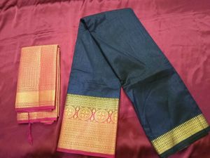Elegant Navy Blue Silk Saree