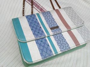Striped Crossbody Bag with Chain