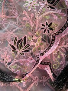 Pink Embroidered Net Dupatta With Brown Touch