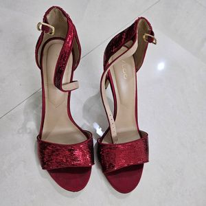Red Embellished Glitter Aldo Heels