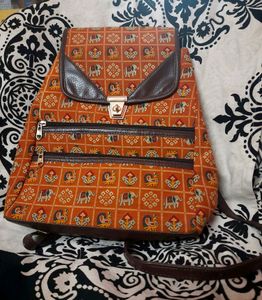 NEW BLOCK PRINT BAGPACK WITH PU LEATHER