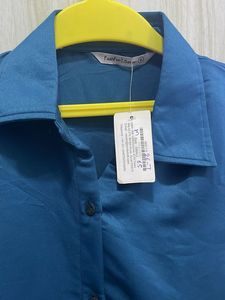 Teal Blue Satin Shirt
