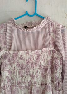 Lavender Stripe & Floral Dress