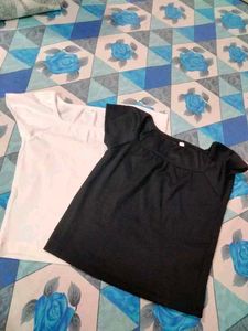 2 square neck top black and white