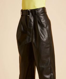 Dark Brown Leather Pants With Belt