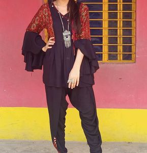 Stylish Top Wid Dhhoti Dress