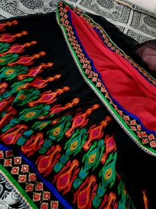 Elegant Black And Red Saree