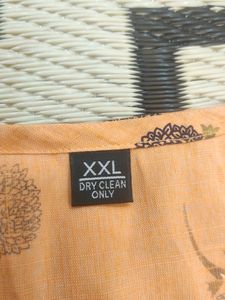 Round Neck Long Kurti 3/4th Sleeves (Orange, XXL)