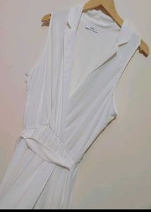 White Cut Sleeves Dress For 36 Bust