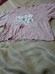 Woman Cute Moon crop tshirt xxl