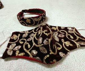 Maroon Velvet Suit With Sharara Party Wear