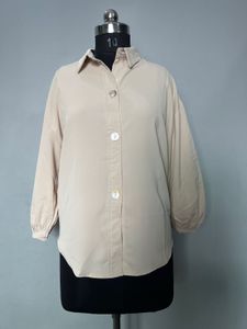 Beige Button-Down Blouse