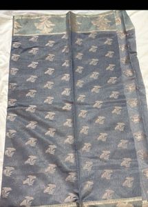 Greyish Blue Banarasi Fabric