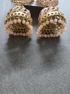 Pink Jhumka Earrings