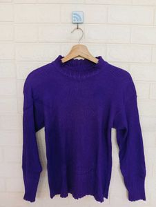 Purple Knit Turtleneck Sweater