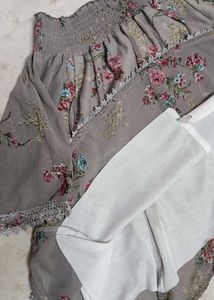 Grey Floral Top