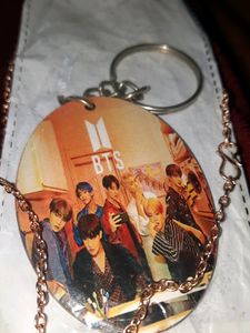 BTS KEYCHAIN AND GOLD PLATED CHAIN