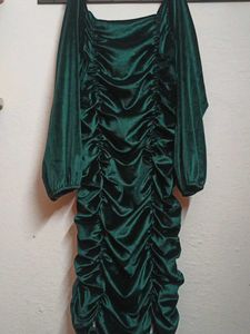 Emerald Green Velvet Mini Dress