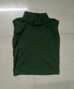 Olive Green Sleeveless Turtleneck