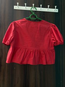 Cute Red Tie-Front Top